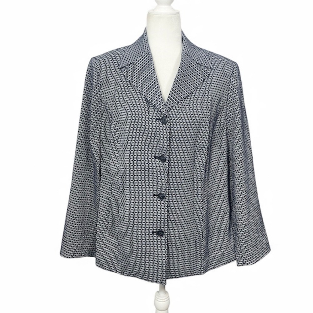 Alfani Woman Blazer Jacket Geometric Print Button Front 14W Office Holiday